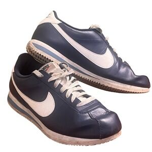 Nike Cortez Basic Leather Navy Blue White Sneakers Mens Shoes 316418-402